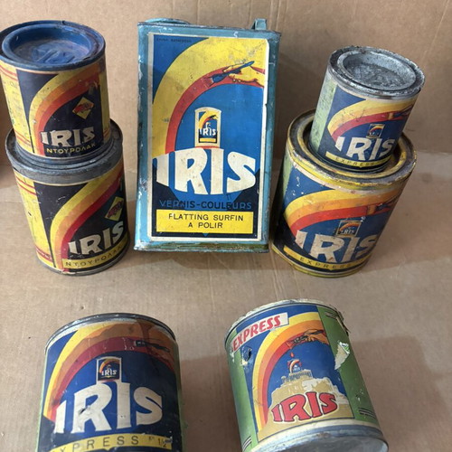 Iris tin boxes used, set of 7, all full