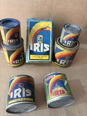 Τσίγκινα κουτιά Iris μεταχειρισμένα, σετ 7 τεμαχίων, όλα γεμάτα