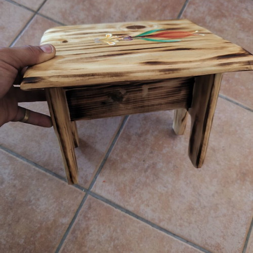 Handmade children's stool with painted wood, new