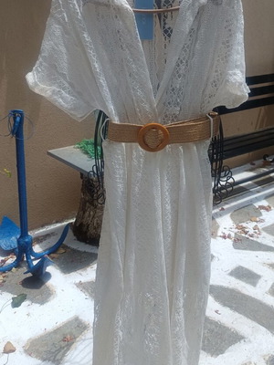 White lace summer dress size S new with elastic belt