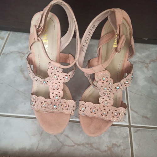 Pink pastel platform shoes new, soft fabric, size 37, heel height 12.5cm
