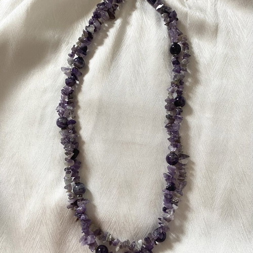 Vintage amethyst necklace with silver clasp, handmade