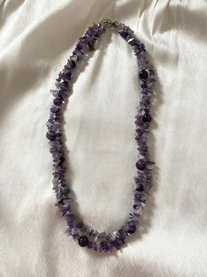 Vintage amethyst necklace with silver clasp, handmade