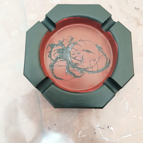 Handmade tribal spider ashtray made to order, hand-painted plaster