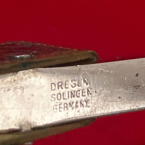 Vintage German Solingen Bayer pocket knife WW2 like new with leather sheath