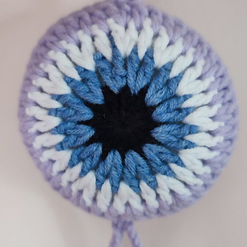 Crochet hanging evil eye with lilac tassel new
