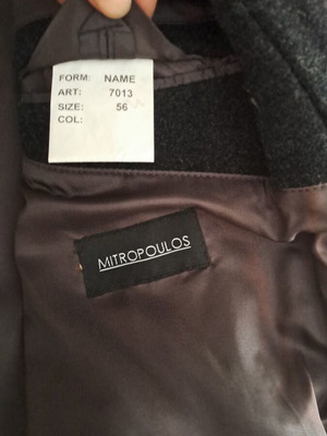 Men's coat size 56, black and grey