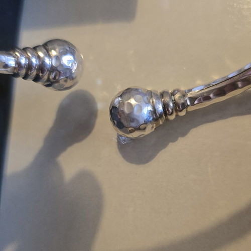 Handmade hammered silver 925 bracelet, Love silver
