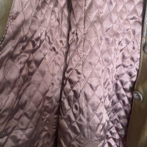 Leather women's quilted lined coat like new, cognac color