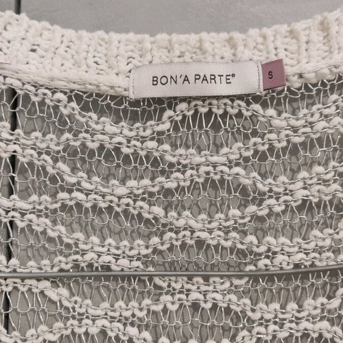 Summer cardigan with silver thread and 3/4 sleeve, size M, white