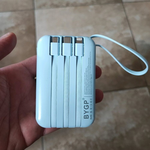 Powerbank 10000mAh blue with built-in cables new