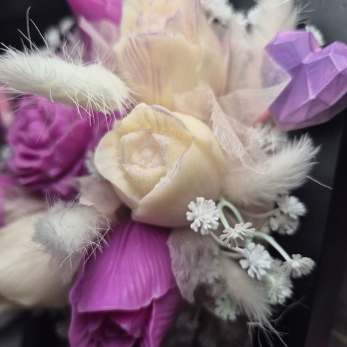 Wax bouquet in frame new