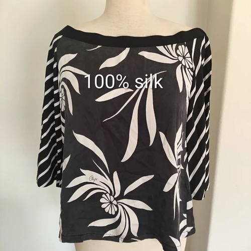 Tricot Design Black and White Top size S like new, silk and viscose