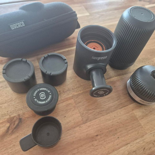 Wacaco Nanopresso Manual Coffee Maker 18bar with 8gr Coffee Container and Barista Kit like new