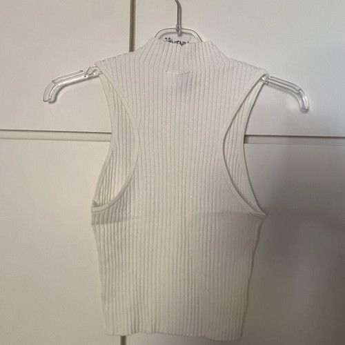 H&M Divided ribbed cream turtle neck crop top