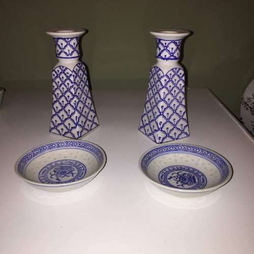 Candlestick set of 2 pieces for candle placement
