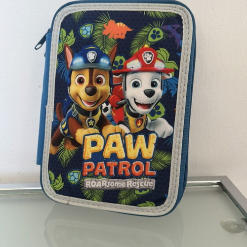 Paw Patrol double pencil case with markers and crayons, new