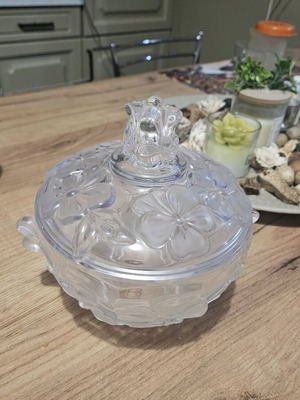 Vintage glass fondant dish with lid like new Waltherglas