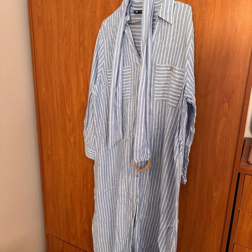 ZARA Striped Midi/Maxi Dress With Belt Like New, XXL