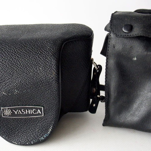 Yashica Electro 35 camera used with flash and case