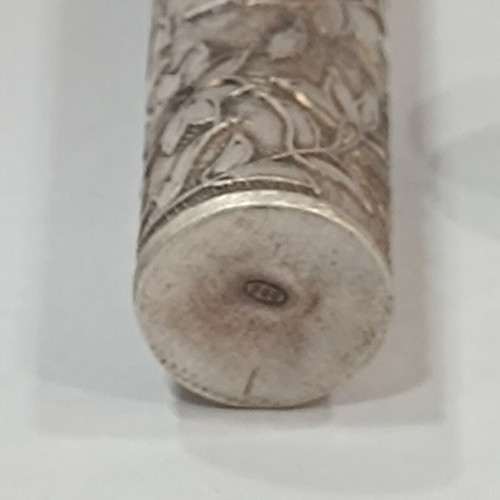 Antique silver 800 needle case with embossed floral decoration