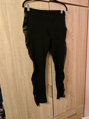 Women's leggings black with leather details, like new