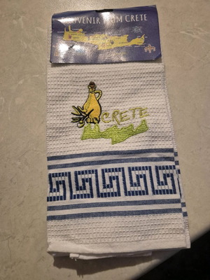 Crete kitchen towel new with embroidered design from Crete