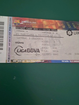 Barcelona vs Valencia match ticket at Camp Nou like new, December 6 2008