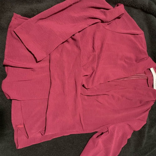 Wrap blouse long sleeve burgundy new size L