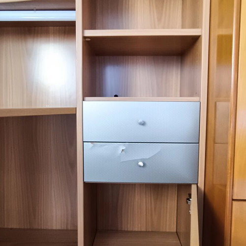 Neoset desk and bookshelf used with LED light