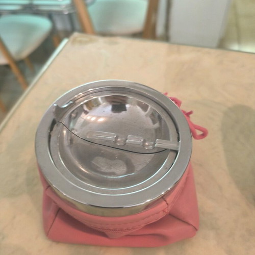 Pink ashtray new with zipper case for cigarette pack