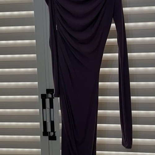 Elisabetta Franchi Asymmetric Jersey Dress with Drapes new, plum color