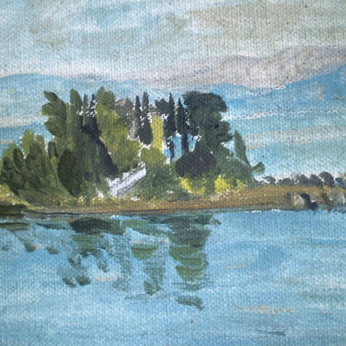 Pontikonisi Corfu oil painting used, Alexandros Asonitis