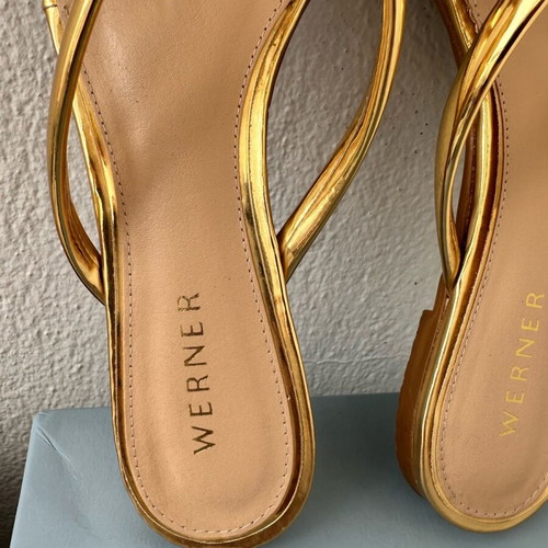 Werner gold sandals like new with snake design, size 38