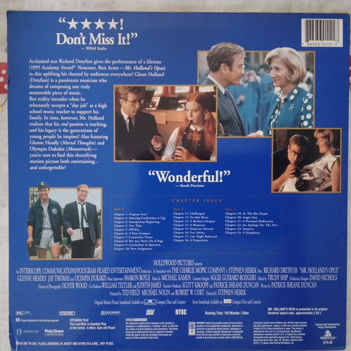 Mr. Holland's Opus 1995 LaserDisc widescreen edition, like new