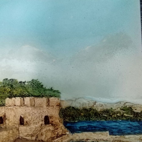 Wooden frame Nafplio like new with lithograph Bourtsi