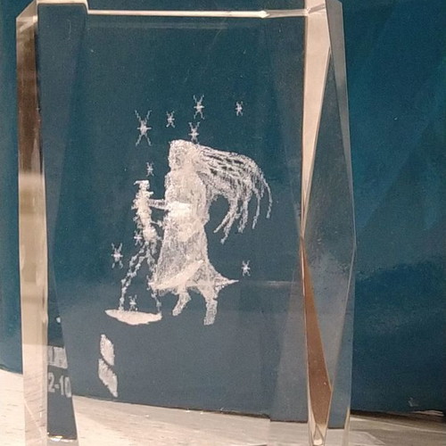 Engraved Crystal with Libra Zodiac Sign