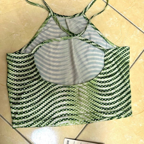 Set top and skirt S/M snake skin pattern green lime new