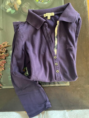Burberry polo shirt used, purple, size S, three-quarter sleeve