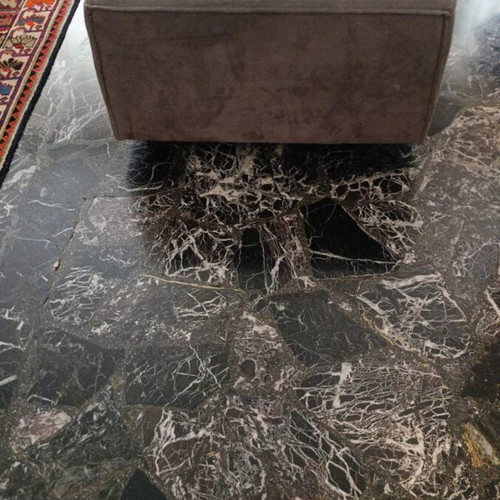 Tambourine stool like new, alcantara fabric