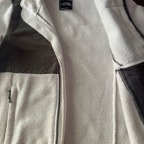 The North Face women's M fleece jacket white with khaki windproof fabric