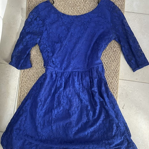 Atmosphere blue lace dress with 3/4 sleeve like new