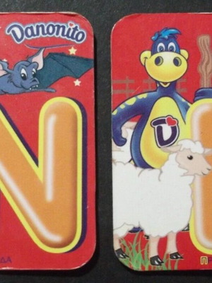 Vintage μαγνητάκια ψυγείου Danonito Danone Dannon μεταχειρισμένα, σετ 2 με ελληνικά γράμματα