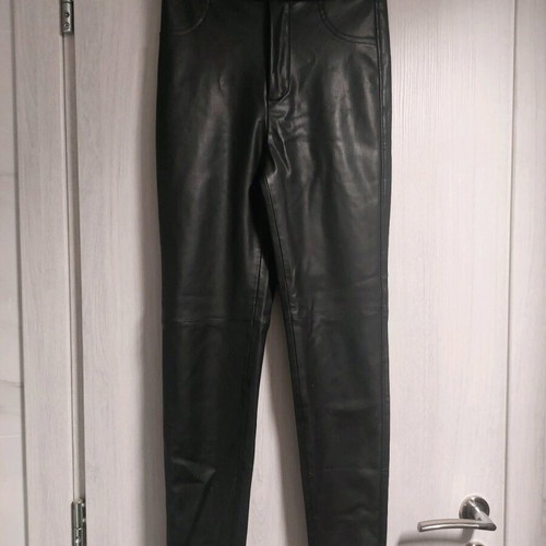 Zara leather leggings pants used, black, XS