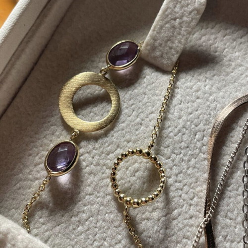 Gold bracelet new with amethyst and lilac stones