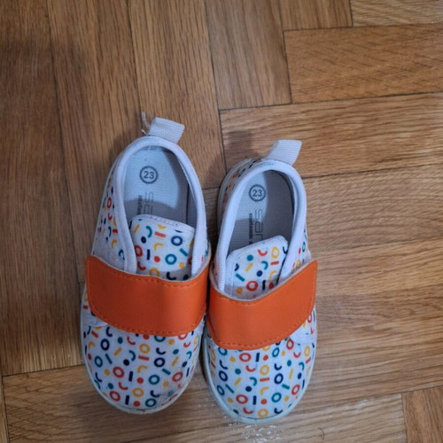 Children's canvas shoes used size 23, white multicolor