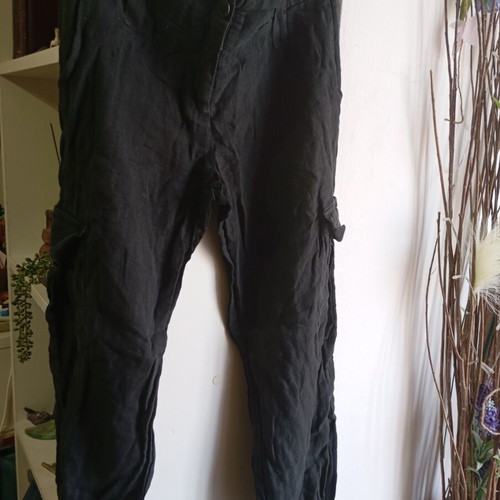 Rebecca Blu black linen cargo pants, size M