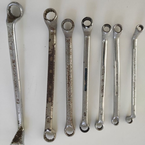 Double-ended hand wrenches used, set of 7 polygonal