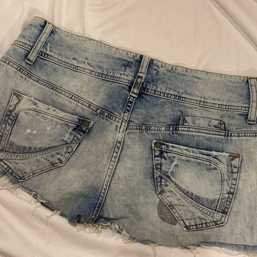 Zara trf short denim shorts size 44 with fading and tears
