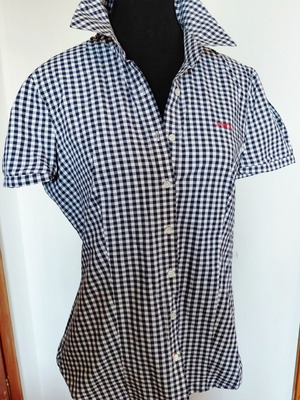 Armani Jeans women's short-sleeve checked shirt blue white